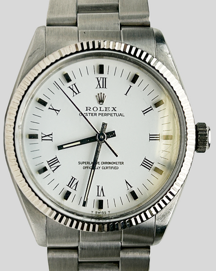 1989 Rolex Oyster Perpetual 34MM Aftermarket Silver Dial Oyster Bracelet (1005)