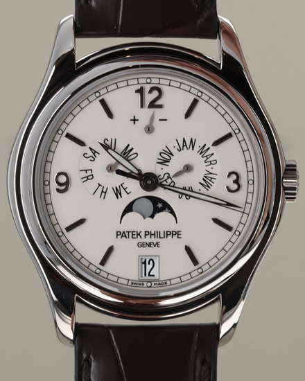 Patek Philippe Annual Calendar 39MM White Dial Leather Strap (5146G-001)