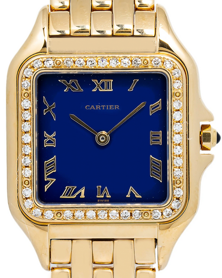Cartier Panthère De Cartier 29MM Quartz Blue Dial Yellow Gold Bracelet (WF4036B9)