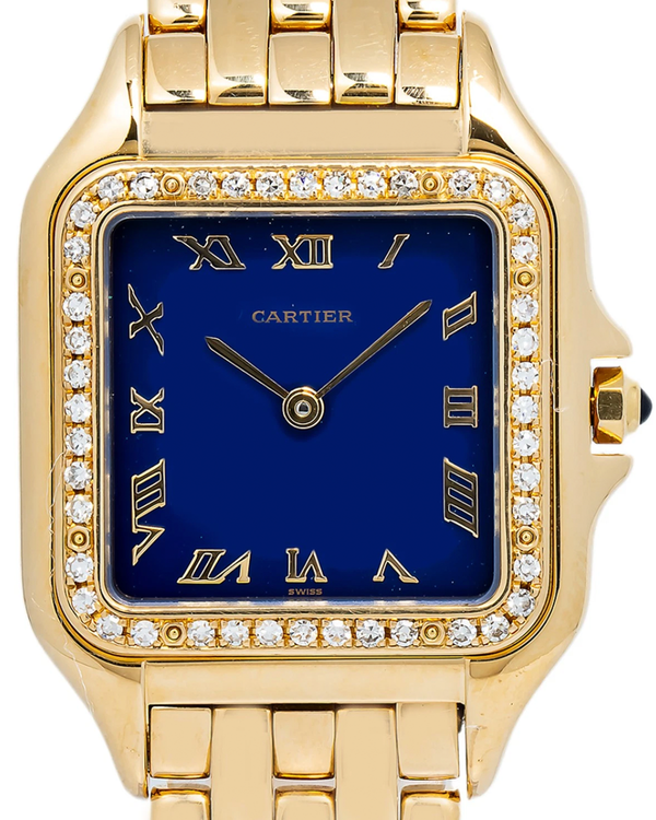 Cartier Panthère De Cartier 29MM Quartz Blue Dial Yellow Gold Bracelet (WF4036B9)