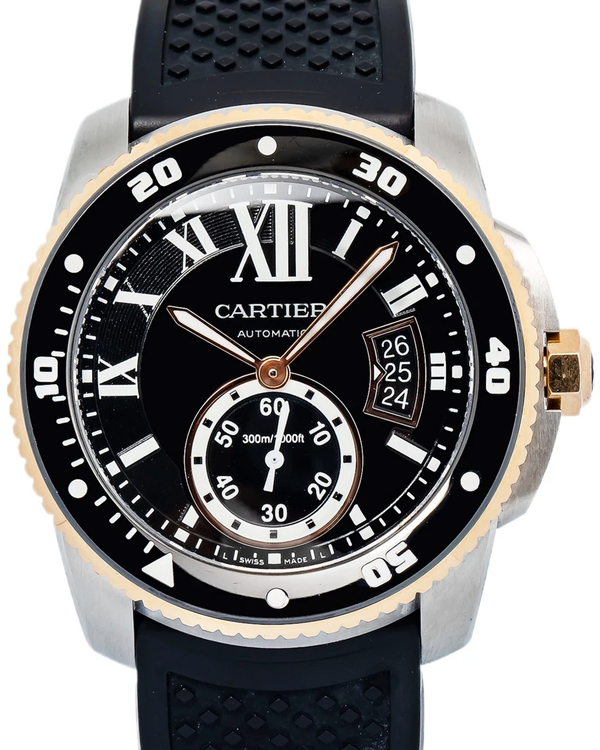 Cartier Calibre de Cartier 42MM Black Dial Rubber Strap (W7100055)