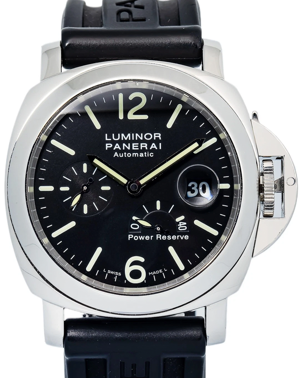 (Albert) Panerai Luminor Power Reserve 44MM Black Dial Rubber Strap (PAM00090)