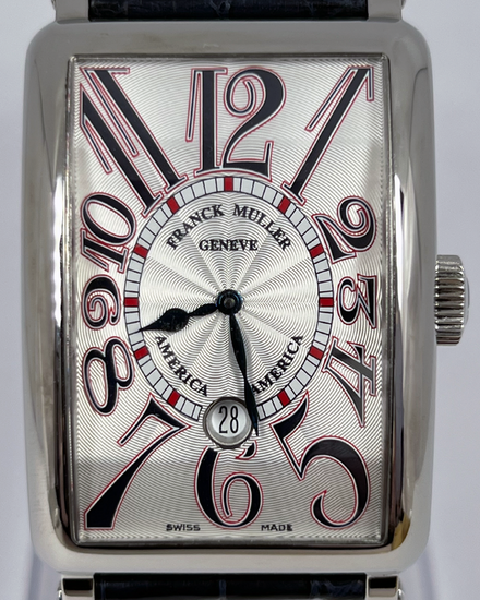 Franck Muller Long Island "America" 35MM Silver Dial Leather Strap (1300 SC DT)
