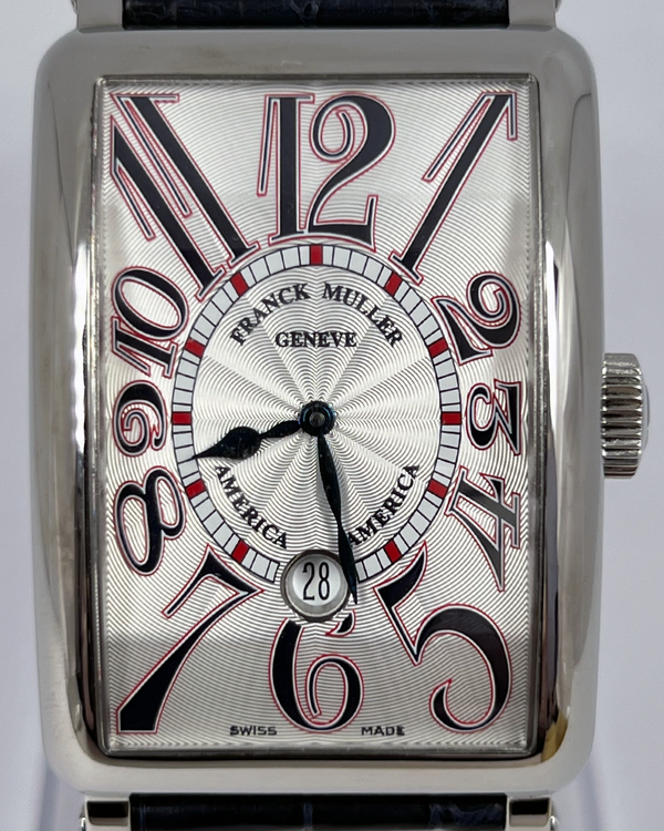 Franck Muller Long Island "America" 35MM Silver Dial Leather Strap (1300 SC DT)
