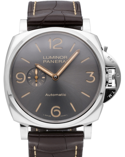 Panerai Luminor Due 3 Days Acciaio 45MM Grey Dial Leather Strap (PAM00739)