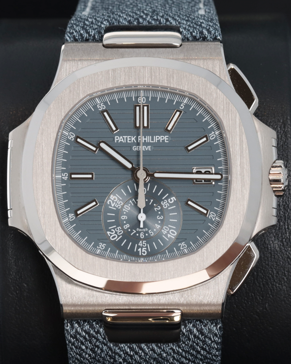 Patek Philippe Nautilus Chronograph 40.5MM Blue Dial Textile Strap (5980/60G-001)