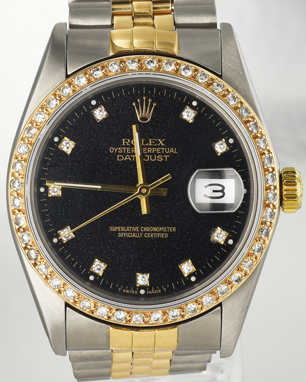 1988 Rolex Datejust 36MM Aftermarket Black Dial Two-Tone Jubilee Bracelet (16013)