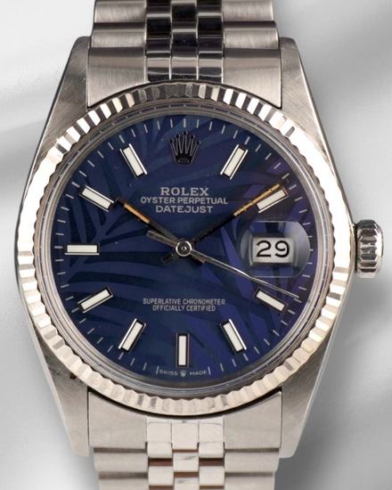 Rolex Datejust 36MM Aftermarket Blue "Palm Motif" Dial Jubilee Bracelet (16014)