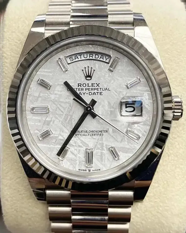 2025 Rolex Day-Date 40MM Meteorite Dial White Gold President Bracelet (228239)