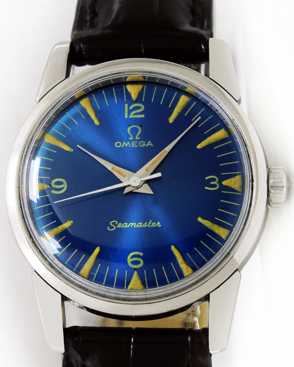 Omega Seamaster 34MM Aftermarket Blue Dial Aftermarket Leather Strap (2759-10)