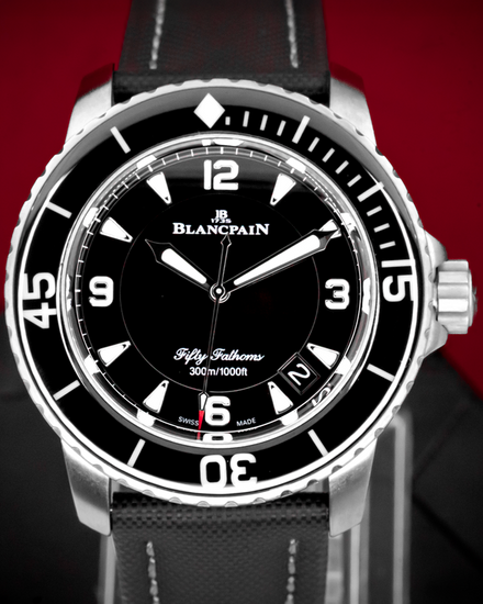 2022 Blancpain Fifty Fathoms Titanium 45MM Black Dial Textile Strap (5015-12B30-B52A)