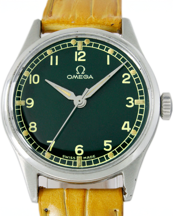 Omega Vintage Classic 35MM Aftermarket Green Dial Aftermarket Leather Strap (2384-7)
