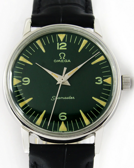 Omega Seamaster 34MM Green Dial Aftermarket Leather Strap (135.011)