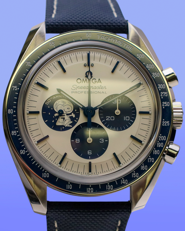 2025 Omega Speedmaster Anniversary Series "Silver Snoopy Award" 50th Anniversary 42MM Silver Dial Textile Strap (310.32.42.50.02.001)