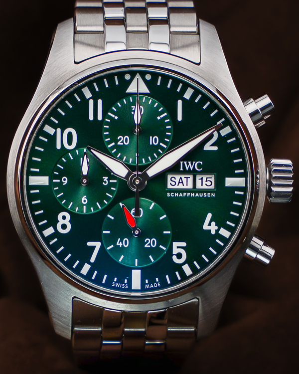 2021 IWC Schaffhausen Pilot Chronograph 41MM Green Dial Steel Bracelet (IW388104)