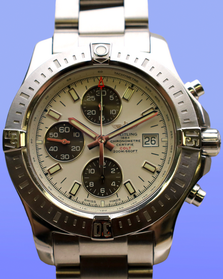 No Reserve - 2018 Breitling Colt Chronograph 44MM Silver Dial Steel Bracelet (A13388)