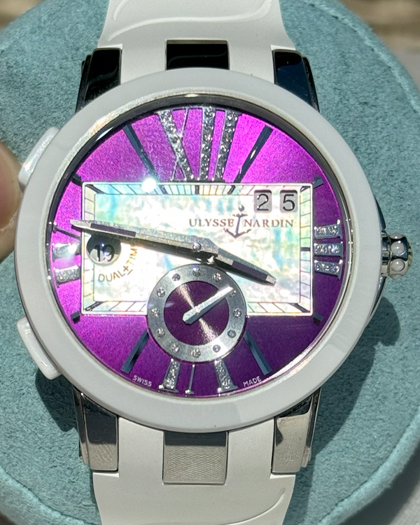 Ulysse Nardin Executive Dual Time 40MM Purple Dial Rubber Strap (243-10-3/30-07)