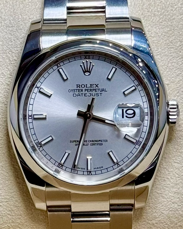 2015 Rolex Datejust 36MM Silver Dial Oyster Bracelet (116200)