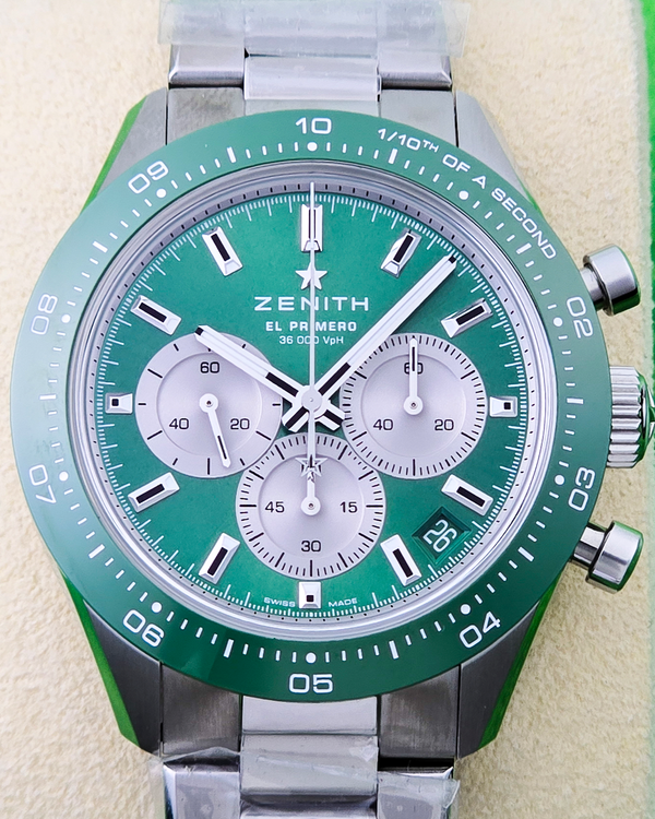 No Reserve - 2025 Zenith Chronomaster Sport "Yoshida" L.E. 41MM Green Dial Steel Bracelet (03.3108.3600/57.M3100)