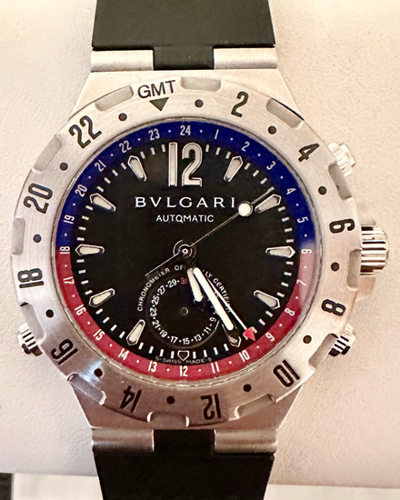 Bvlgari Diagono Professional GMT 40MM Black Dial Rubber Strap (GMT40S)