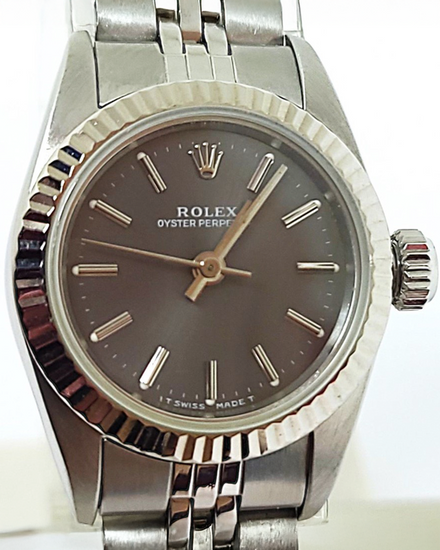 1991 (X Serial) Rolex Oyster Perpetual 26MM Slate Dial Jubilee Bracelet (67194)