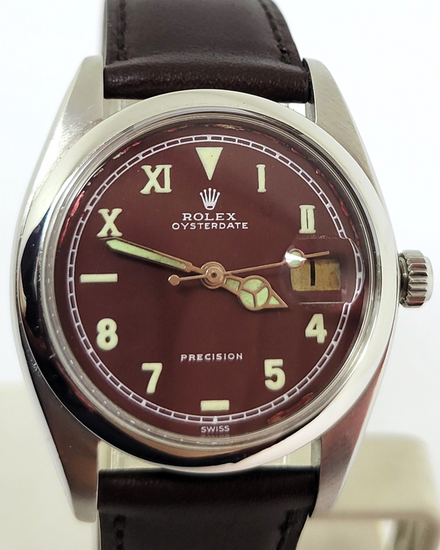 1967 Rolex Oyster Precision 35MM Brown "California" Dial Aftermarket Leather Strap (6694)