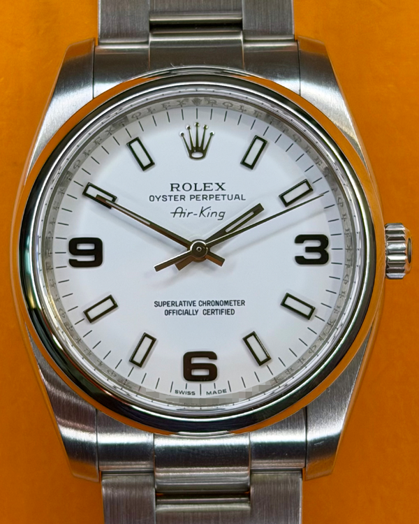 2009 Rolex Air-King 34MM White Dial Oyster Bracelet (114200)