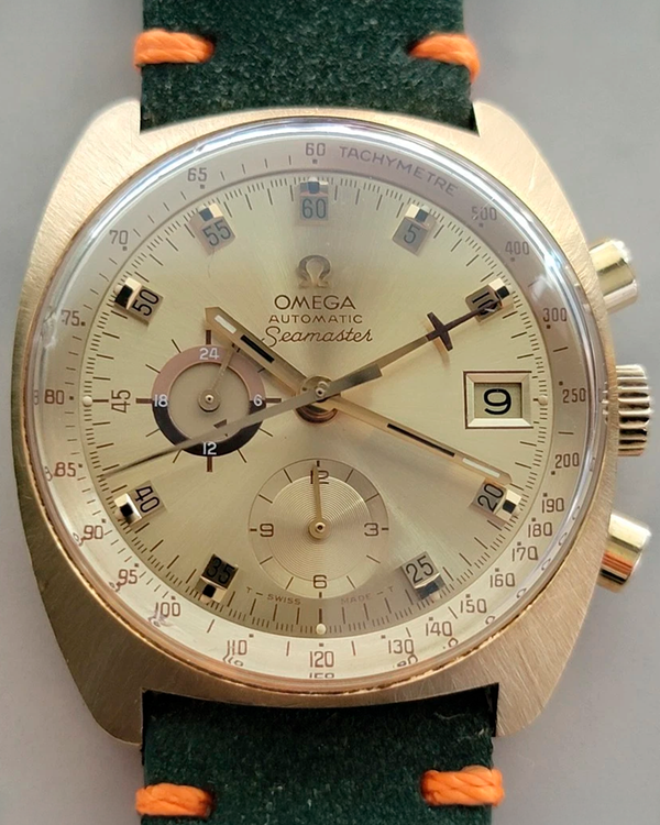 Omega Seamaster Automatic Vintage Chronograph 39MM Champagne Dial Aftermarket Leather Strap (176.007)