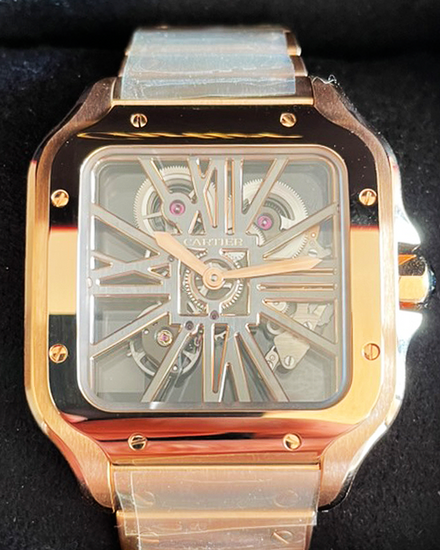 2020 Cartier Santos De Cartier 40MM Skeleton Dial Rose Gold Bracelet (WHSA0016)
