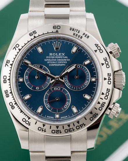 Rolex Cosmograph Daytona 40MM Blue Dial White Gold Oyster Bracelet (116509)