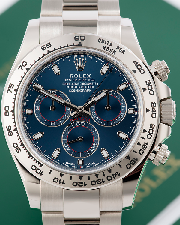 Rolex Cosmograph Daytona 40MM Blue Dial White Gold Oyster Bracelet (116509)