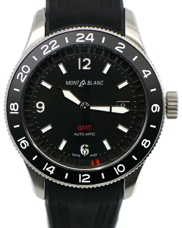 2020 Montblanc 1858 GMT 42MM Black Dial Rubber Strap (129766)