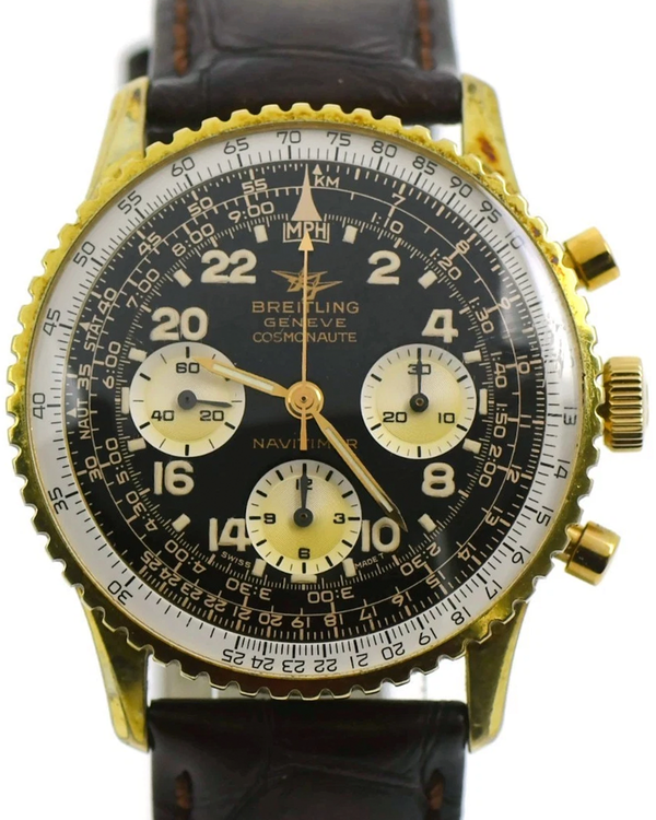Breitling Navitimer Cosmonaute 41MM Black Dial Aftermarket Leather Strap (809)