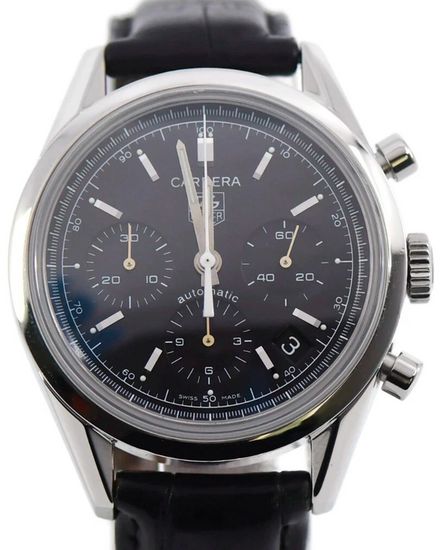 Tag Heuer Carrera Calibre 17 39MM Black Dial Leather Strap (CV2111)