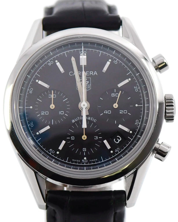 Tag Heuer Carrera Calibre 17 39MM Black Dial Leather Strap (CV2111)