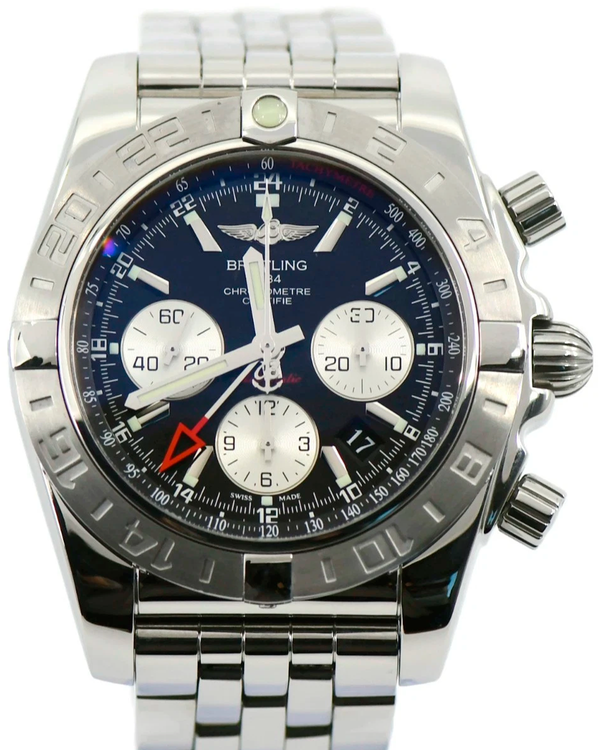 Breitling Chronomat GMT 44MM Black Dial Steel Bracelet (AB0420)