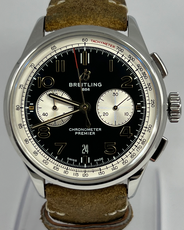 2020 Breitling Premier B01 Norton Chronograph 42MM Black Dial Leather Strap (AB0118A21B1X1)