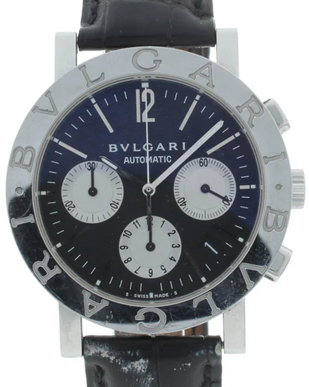 Bvlgari Diagono Chronograph 38MM Black Dial Leather Strap (BB 38 SL CH)