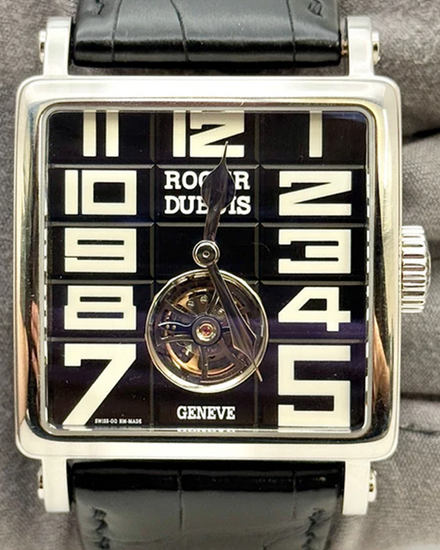 Roger Dubuis Golden Square Tourbillon 37MM Black Dial Aftermarket Leather Strap (G37 09 9 GC09.61)