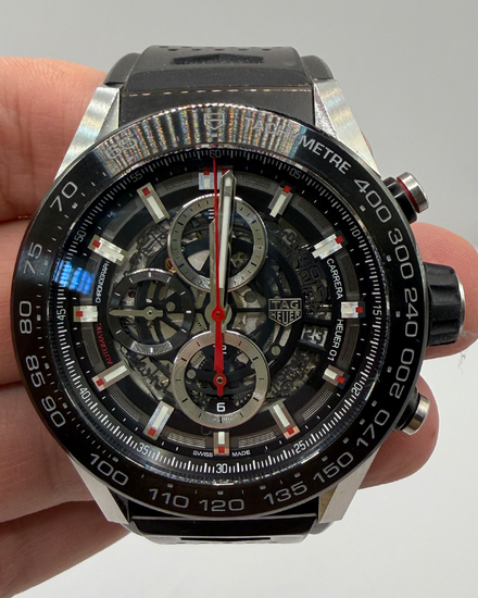 2018 Tag Heuer Carrera Caliber HEUER 01 45MM Skeleton Dial Rubber Strap (CAR2A1Z)