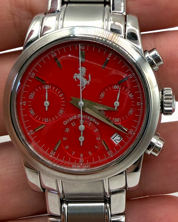 Girard Perregaux Ferrari Chronograph 38MM Red Dial Steel Bracelet (8020)