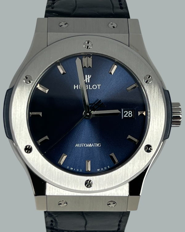 2019 Hublot Classic Fusion 42MM Blue Dial Leather Strap (542.NX.7170.RX)