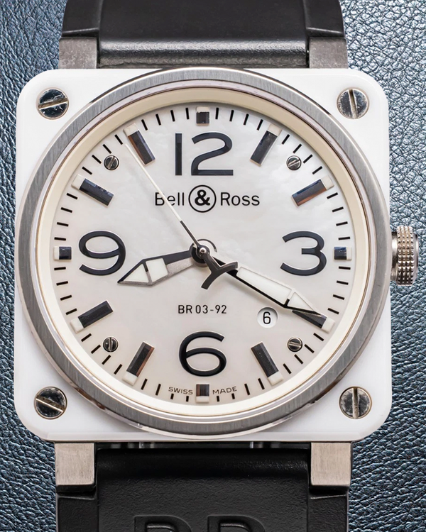 Bell & Ross BR 03 - 92 42MM Mother of Pearl Dial Rubber Strap (BR03-92-SC)