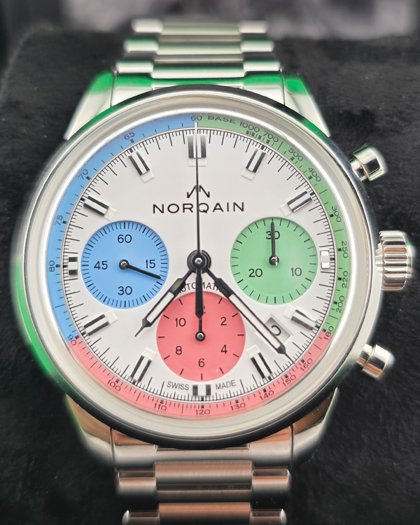 2025 Norqain Freedom 60 Chrono "Enjoy Life" S.E. 40MM White Dial Steel Bracelet (N2201.19S01.C01)