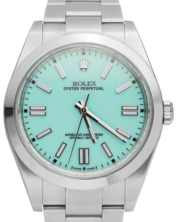 Rolex Oyster Perpetual 39MM Aftermarket "Tiffany" Blue Dial Oyster Bracelet (114300)
