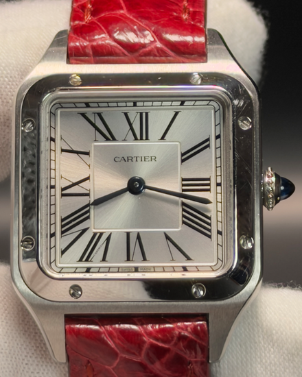 2023 Cartier Santos Dumont 27.5MM Quartz Silver Dial Leather Strap (WSSA0023)