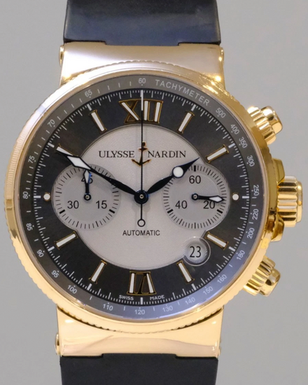 2006 Ulysse Nardin Marine Maxi Chronograph 41MM Silver Dial Rubber Strap (356-66)