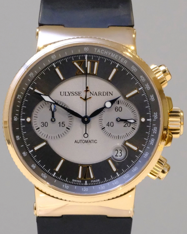 2006 Ulysse Nardin Marine Maxi Chronograph 41MM Silver Dial Rubber Strap (356-66)