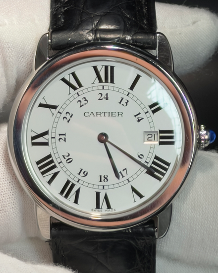 Cartier Ronde De Cartier 36MM Quartz White Dial Leather Strap (W6700255)