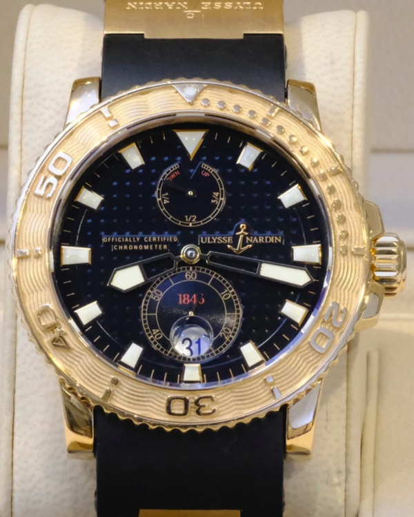 2006 Ulysse Nardin Marine Diver 42.7MM Black Dial Rubber Strap (266-33-3/92)